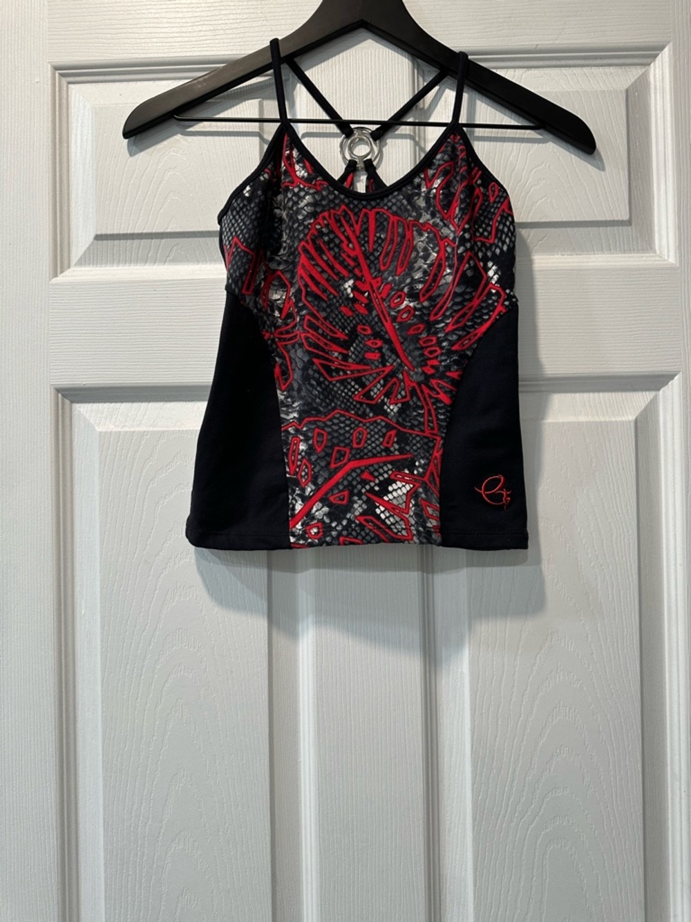 Black and Red Graphic Strappy Women's Tank top